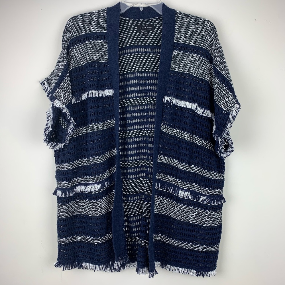 Lucky Brand Striped Fringe Cardigan Sz XS/S
